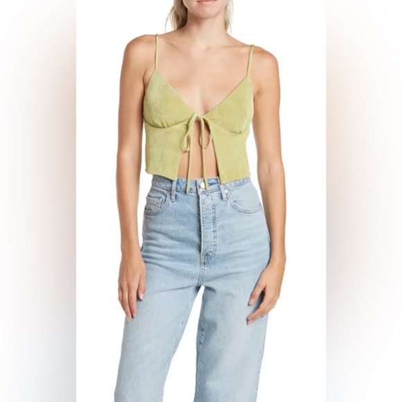 Elodie Green OPEN FRONT CAMI CROP TOP Size XL NWT - Picture 1 of 8